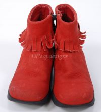 DKNY Red Leather POCAHONTAS Boots Toddler Girls Sz 11